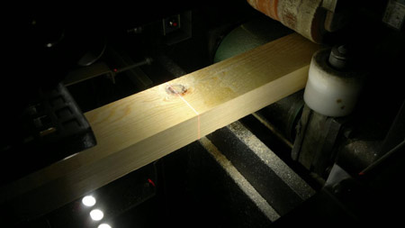 A Wood Sample Illuminated by the Laser Line and the White LEDs